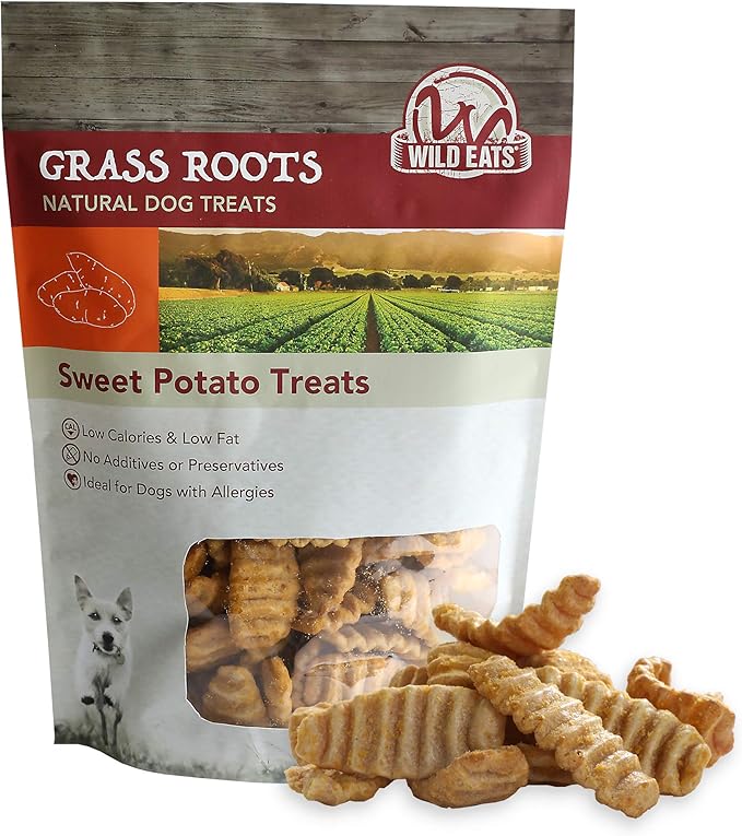 Wild Eats Sweet Potato Treats for Dogs 12 oz. (Great Low Calorie, Low Fat Alternative to Traditional Dog Biscuits, Dog Cookies, and Bones) Healthy Treats Perfect Training for Dogs