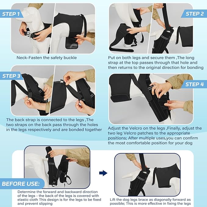 Dog Knee Brace for Torn ACL Hind Leg, Dog Leg Braces Helps with Torn CCL, Luxating Patella, Ligament Injuries, Hip Dysplasia XS
