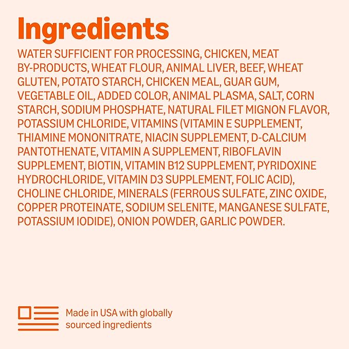 Amazon Basics Wet Dog Food, Cuts in Gravy Filet Mignon Flavor, Made with Real Chicken and Beef, 13.2 oz can (Pack of 12)