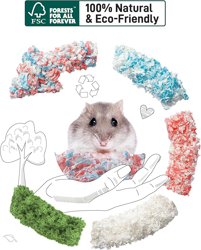 BUCATSTATE Hamster Bedding 70L, 99% Dust-Free Guinea Pig Bedding Odor Control Paper Bedding, Cozy Small Animal Bedding for Rabbit Rat Syrian Dwarf Hamsters Gerbils (White)