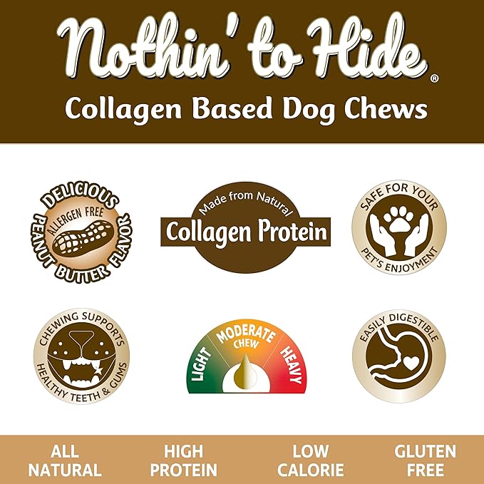 Fieldcrest Farms Nothin' to Hide Twist Stix, Peanut Butter Flavor, Easily Digestible, Supports Skin, Coat, Joints & Muscles, for Moderate Chewers Under 15lbs, 10 Pieces
