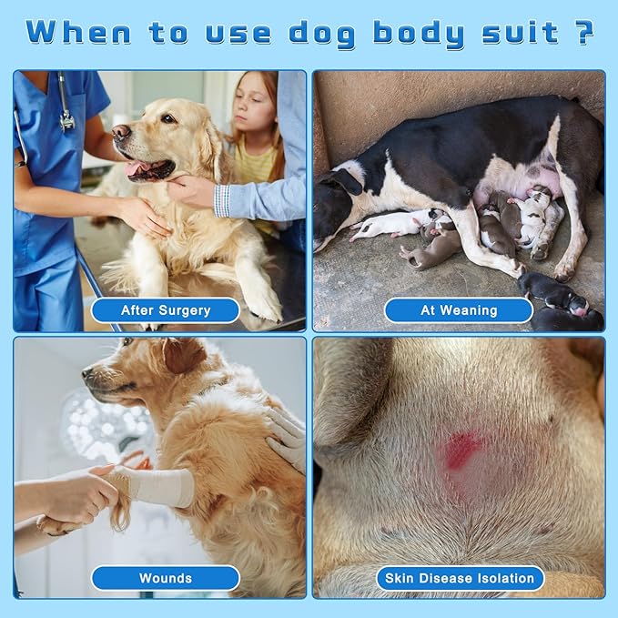2 Packs Breathable Cotton Dog Recovery Suit for After Neuter Spay Abdominal Wounds Protector, Professional Anti-Licking Onesies for Male Female Pets Surgery Bandages, XL Black Grey Pure