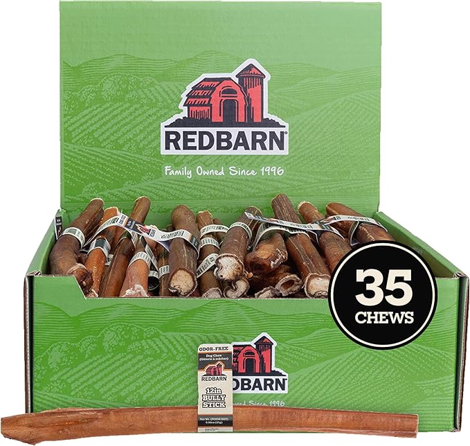 Redbarn Pet Products Odor Free 12" Bully Sticks for Dogs 35-Count