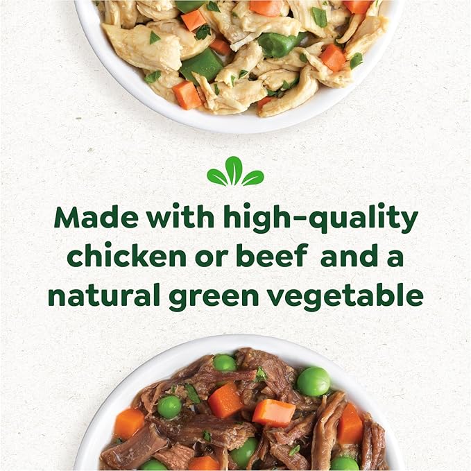 Greenies Smart Topper Wet Dog Food Complement Variety Pack, Chicken Green Beans & Sweet Potatoes Recipe and Beef Peas & Carrots Recipe Variety Pack, 16 Count