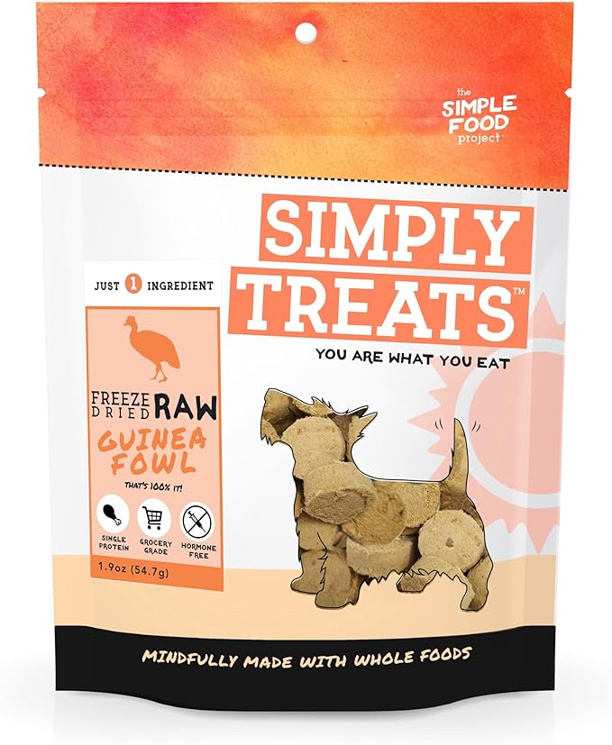 The Simple Food Project Freeze Dried Raw Dog Treats Grain Free, All Natural, with Just 1 Ingredient Guinea Fowl for Dogs Use As Training Treats for Puppies, Small, Medium, Or Large Dogs