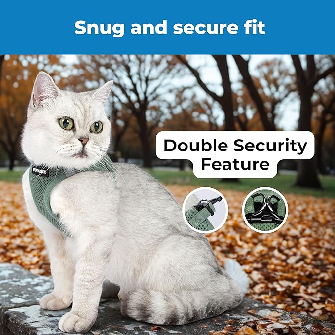 Voyager Step-in Pet Harness - All Weather Mesh, Adjustable Step in Harness for Cats and Dogs by Best Pet Supplies - 307 Set Moss Green, XXXS