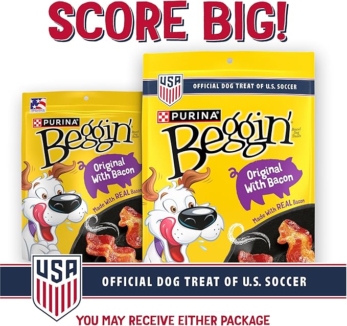 Purina Beggin' Strips Dog Treats, Original With Bacon Flavor - (Pack of 4) 25 oz. Pouches