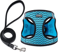 BOOMIBOO Dog Harness with Leash Set, No Pull Adjustable Reflective Step-in Puppy Pet Vest Harnesses for Small Medium Large Dogs and Cats,Blue Stripe L