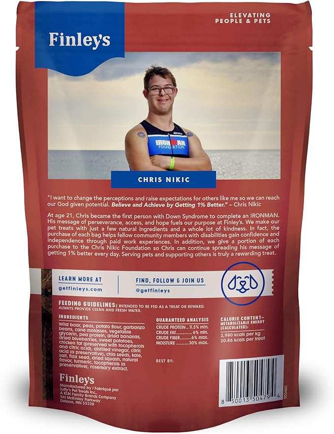 Finley's Wild Boar Griller Strips for Dogs, Jerky-Style Dog Treats with Real Ingredients for All Breeds and Sizes, 14.5oz, 1 Pack