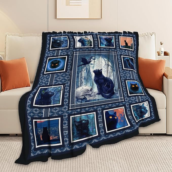 Cat Throw Blanket Cat Stuff Gifts for Kids Girls Boys Adults Women Men Soft Cozy Warm Plush Fluffy Fuzzy Fleece Blanket Decor 60''X80''