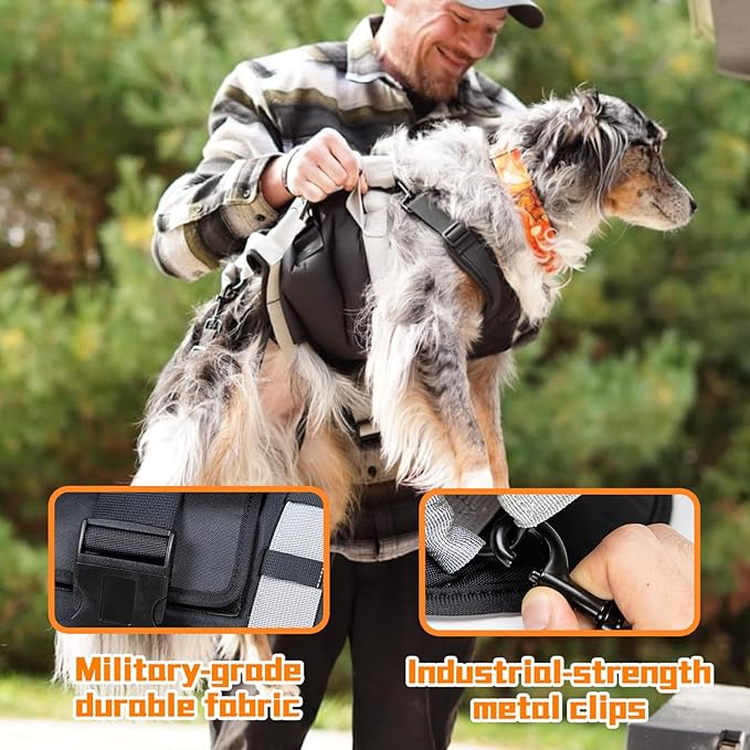 Dog Lift Harness for Large Dogs,Full Body Dog Sling Carrier with Handle,for Up Stair/Back Legs Support/Dogs Joint Injuries/Arthritis (Black, XX-Large)