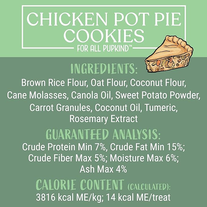 Chicken Pot Pie Cookies|Lactose Free - Soy Free - Gluten Free - Wheat Free | USA Made | for All Breeds | 14 oz of All Natural, Baked, Crunchy Goodness