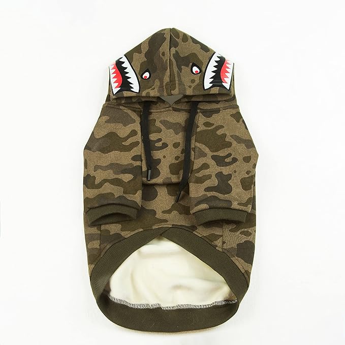 Camo Dog Hoodie Dog Clothes Extra Warm Fleece Lining Stretchy Fit for Small Medium Large Dogs (Camo, XX-Large)