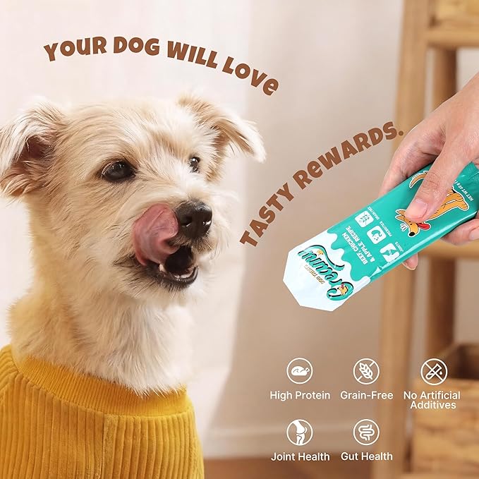 M-PETS Chicken & Carrot Lickable Dog Treats,Soft Healthy Dog Snacks in Squeeze Tubes for Puppies & Seniors,Reward Training or Food Topper, Low-Calorie Puree for Joint & Digestive Support – 8 Pack