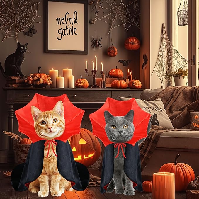 Cat Halloween Costumes Dog Halloween Vampire Costume Funny Pet Vampire Devil Cape Cloak Halloween Costumes for Cats XS Small Dogs (Small)