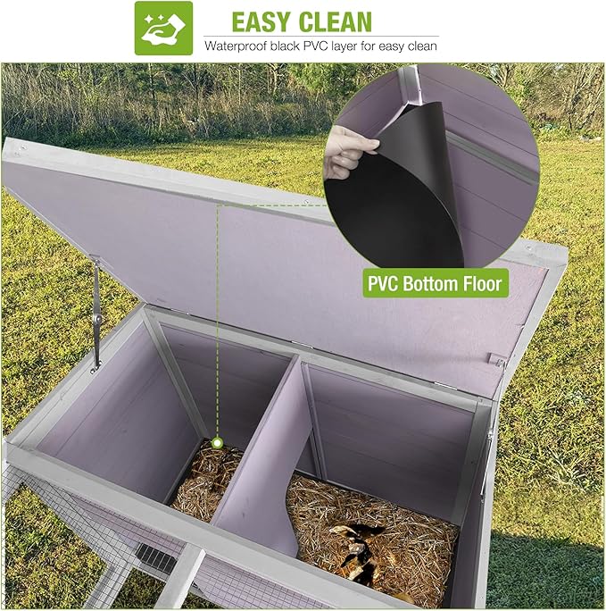 GUTINNEEN Chicken Coop Outdoor Rabbit Hutch with Run for Rabbits, Chickens, Ducks, and Guinea Pigs, 61.5" L x 40.9" W x 24.8" H