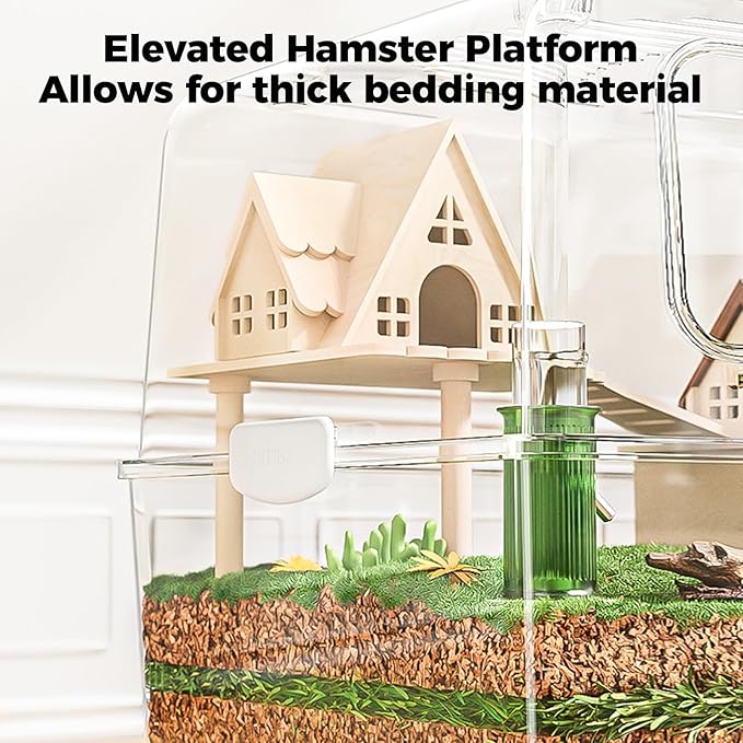 Mini&moe Hamster Platform - Small Animal Play Wooden Heigh Platform for Exercise Wheel Food Bowl Water Bottle and Other Cage Accessories
