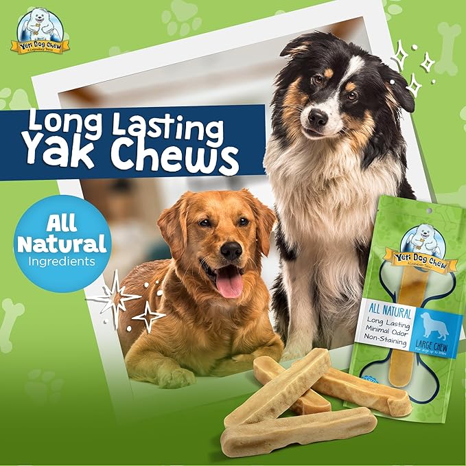 Yeti Dog Chew Yak Cheese Himalayan Dog Chews Long Lasting, Healthy, for Large, Medium and Small Dogs, Yak Bones for Dogs, Natural Yak Cheese Dog Chews, X-Large, 3 lb, Approx 8 Pcs