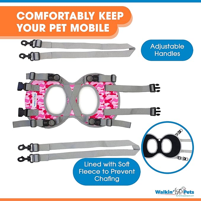 Walkin’ Warrior Rear Dog Harness for Mobility, Adjustable Handles, Rear Leg Dog Harness for Senior Dogs and Pets Recovering from Surgery