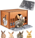 Large Rabbit Hideouts, Wooden Bunny House Rabbit Houses and Hideouts Habitat Castle for Indoor Bunnies, Guinea Pigs, Hamsters, Chinchillas