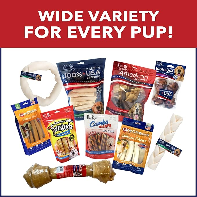 Pet Factory 100% Made in USA Beefhide 5" Chip Rolls Dog Chew Treats - Beef & Chicken Flavor, 20 Count/1 Pack