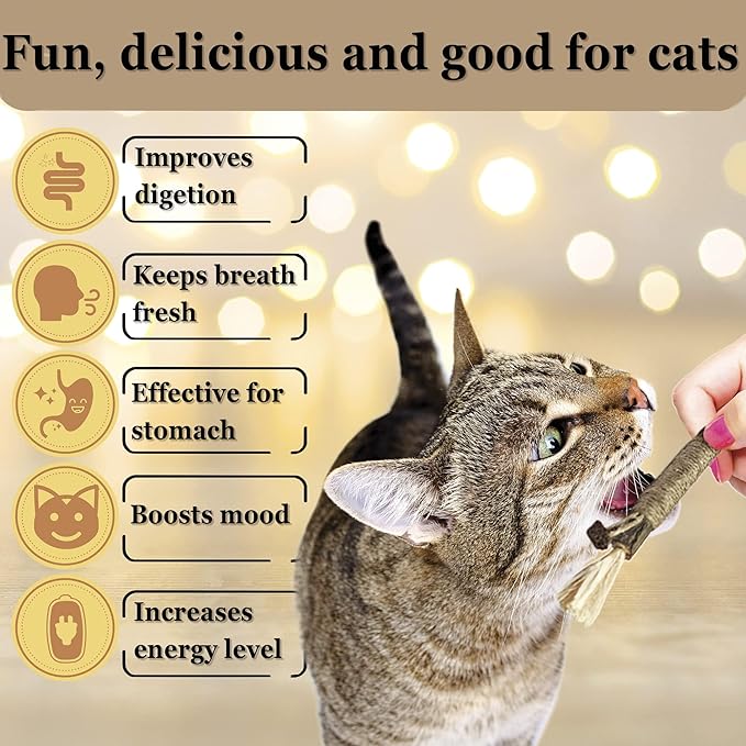 SunGrow Delicious Pet Snack Silvervine Sticks, Chewable Corn Husk and Insect Lean Fruit, Perfect Teeth Care for Cats, Rabbits and Other Pets, 3 Pcs