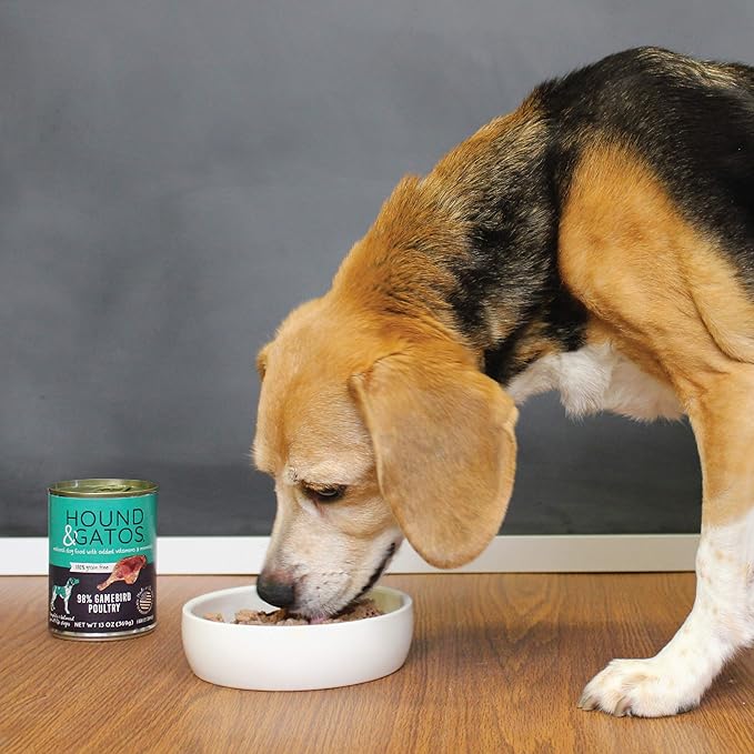 HOUND & GATOS Wet Dog Food, 98% Gamebird Poultry, case of 12, 13 oz cans (Pack of 2)