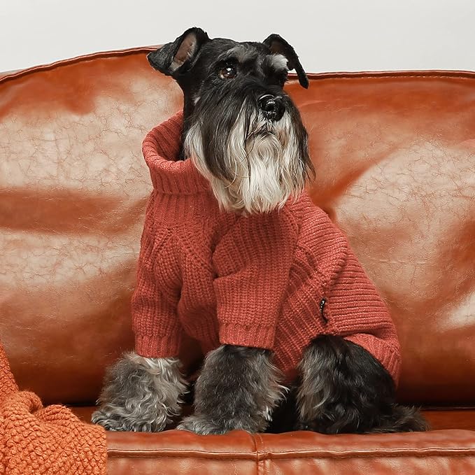 Fitwarm Thermal Knitted Dog Sweater Doggy Winter Coat Pet Clothes Doggie Turtleneck Jacket Puppy Outfits Cat Sweatsuit Red XS