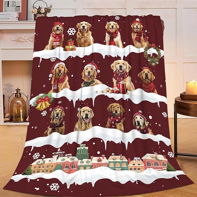 Golden Retriever Throw Blanket Golden Retriever Dog Christmas Stuff Gifts for Kids Girls Boys Adults Women Man Soft Cozy Warm Plush Fluffy Fuzzy Fleece Blanket Decor 40''X50''