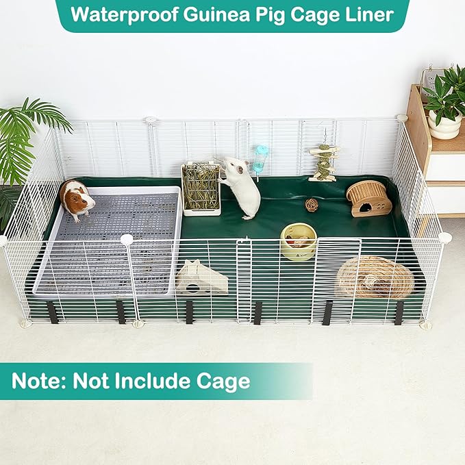 Glittme Guinea Pig Cage Liner, Waterproof Liner for Guinea Pigs, Guinea Pig Bedding with Tarp Bottom for Grid Cage, Cage Liners for Guinea Pig, Bunny, Hamster, Rabbit,Not Include Cage,47 * 24 inches