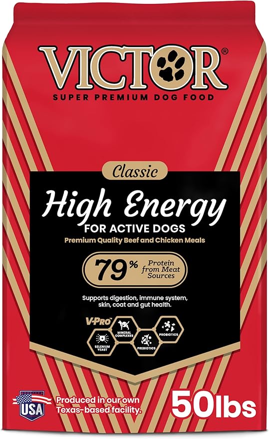 VICTOR Super Premium Dog Food – High Energy Dry Dog Food for Active Dogs – Gluten Free Canine Kibble with Beef and Chicken Meal Proteins for Sporting Dogs – All Breeds and All Life Stages, 50 lb