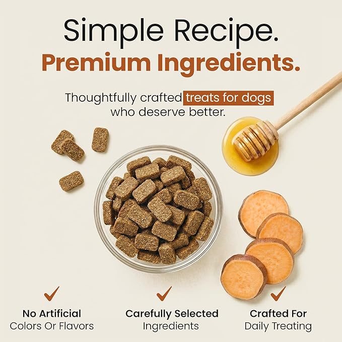 Crunchy Dog Training Treats - Sweet Potato & Honey, Easy to Digest, All Natural, Small Bite Snacks, Made in USA, 5 oz