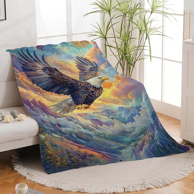 Eagle Throw Blanket Bald Eagle Stuff Gifts for Kids Girls Boys Adults Women Man Soft Cozy Warm Plush Fluffy Fuzzy Fleece Blanket Decor 40''X50''