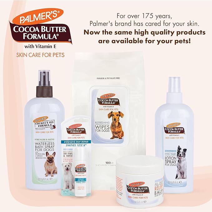 Palmer's Cocoa Butter Fragrance Free Intensive Paw Repair Swivel Stick for Dogs Cocoa Butter Paw Balm with Vitamin E,Peppermint Oil,and Shea-Butter for Rough & Dry Pads-for Dogs -0.5 oz,(Pack of 2)