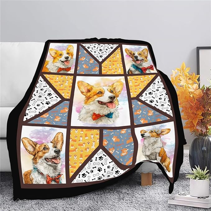 Corgi Throw Blanket Corgi Puppy Stuff Gifts for Dog Lover Kids Girls Boys Adults Women Men Soft Cozy Warm Plush Fluffy Fuzzy Fleece Blanket Decor 60''X80''