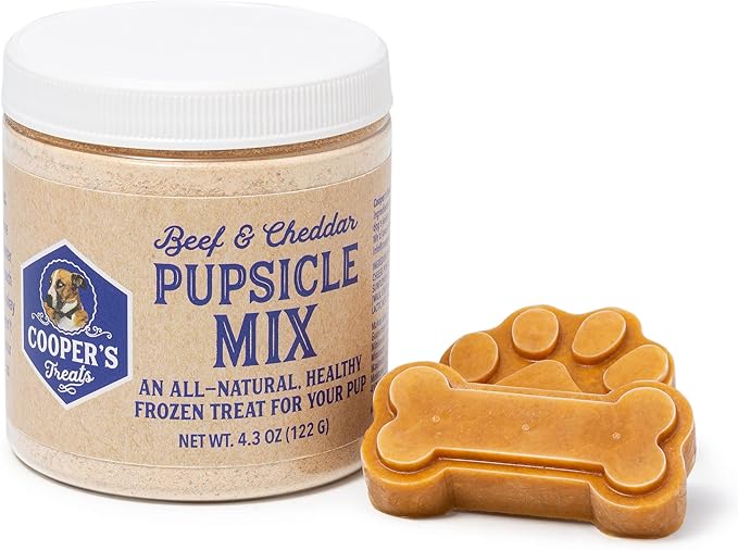 Cooper's Treats Pupsicle Mix - Make Your Own Dog Treats - 4.3oz Beef and Cheddar - Pupsicle Refills, Pup Ice Cream, Pupicle Dog Treat Kit