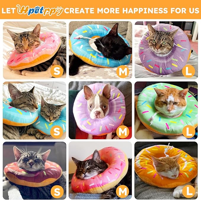 Hpetppy Cat Cone Collar Soft, Cat Recovery Collar for Wound Healing Cute Donut Adjustable Kitten Cones to Stop Licking Comfortable Lightweight Neck Elizabethan Collars for Kittens After Surgery