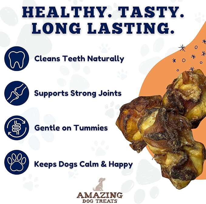 Amazing Dog Treats - Meaty Knee Cap Bones (10 Count) - Sourced from Premium Grass Fed Cattle - Knee Cap Bones for Dogs - Long Lasting Dog Chews - Smoked Tasty Dog Chews for Aggressive Chewers
