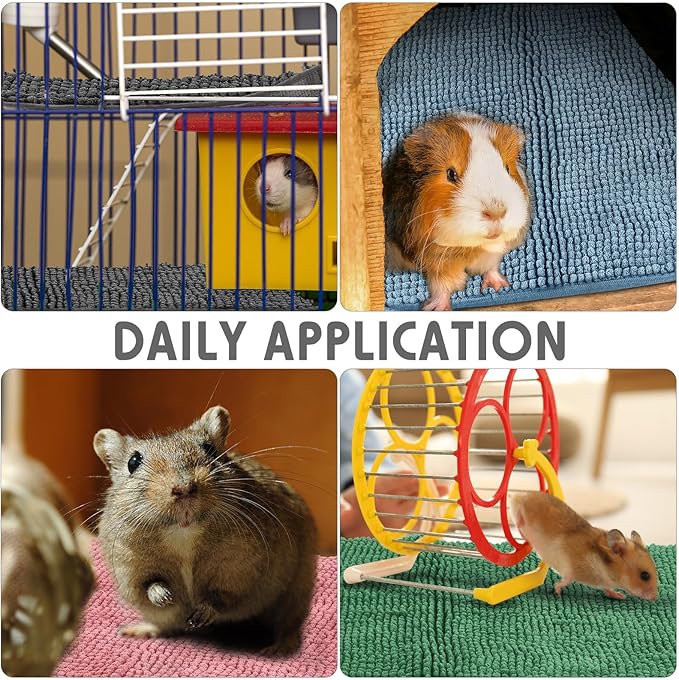 Amylove 4 Pcs Guinea Pig Cage Liner Washable Fleece Pee Pads Pet Dog Cat Bedding Training Mat for Small Animal Guinea Pig Puppy Bunny Hamster(12 x 12 Inch,Square,Mixed Color)