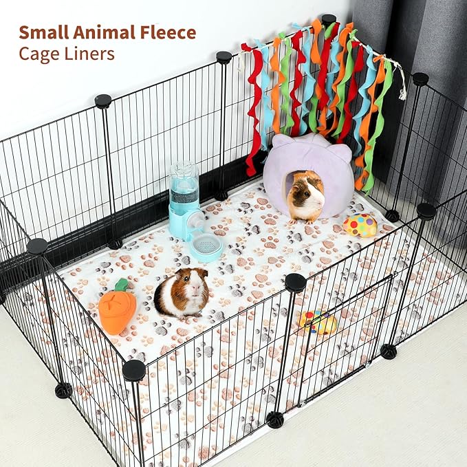 YUEPET Waterproof Guinea Pig Blankets Washable 6 Pack Small Animal Fleece Cage Liners Pet Soft Sleep Mat Pad Cover Warm Flannel Throw for Hamster Guinea Pig Rabbit Chinchilla Hedgehog Ferret 35"×24"