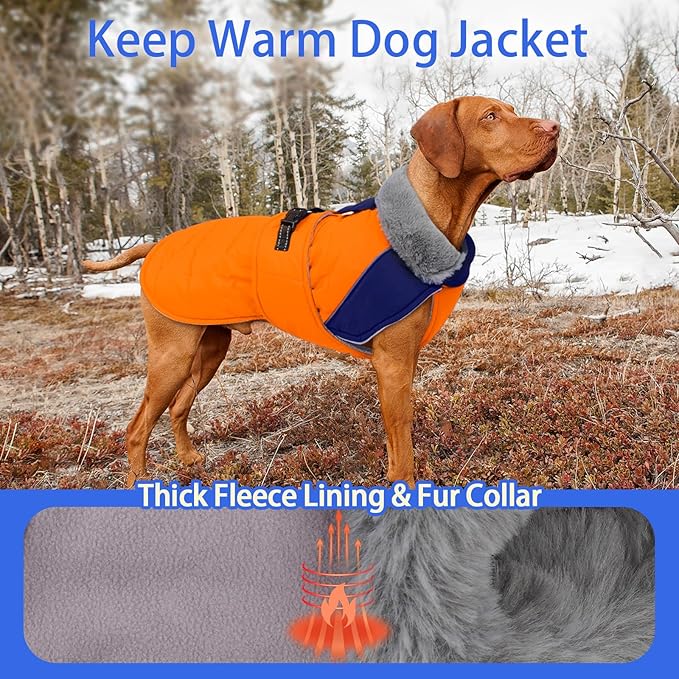 MIGOHI Cozy Small Dog Coat - Reflective Dog Coat for Small Dogs,Fleece Winter Coats Jacket for Dogs with Leash Hole,Snowproof Thick Puppy Clothes,Pomeranian,Chihuahua,XS,Orange
