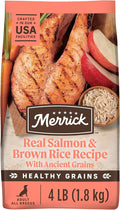 Merrick Healthy Grains Premium Adult Dry Dog Food, Wholesome And Natural Kibble With Salmon And Brown Rice - 4.0 lb. Bag