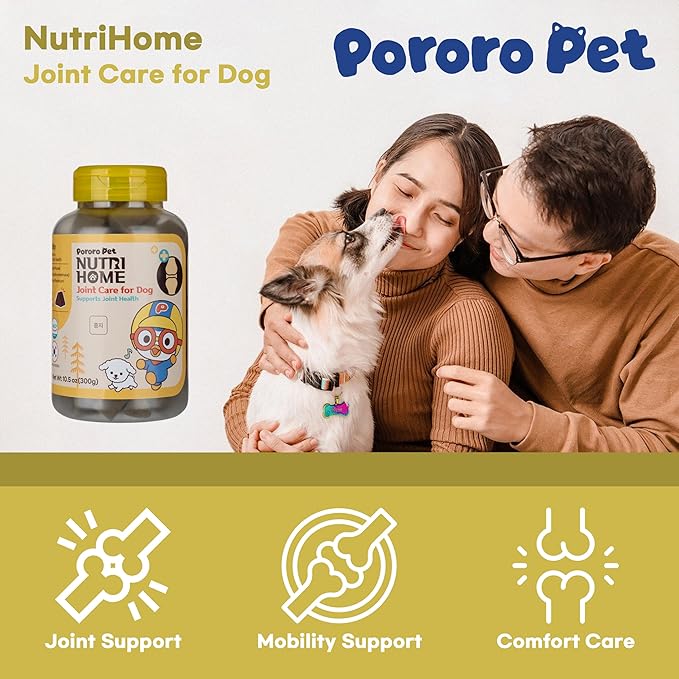 [PororoPet] NutriHome Joint Care for Dogs | Supports Joint Mobility, Flexibility & Overall Wellness | Green Lipped Mussel, MSM & Salmon Oil | 10.58oz (300g), Made in Korea