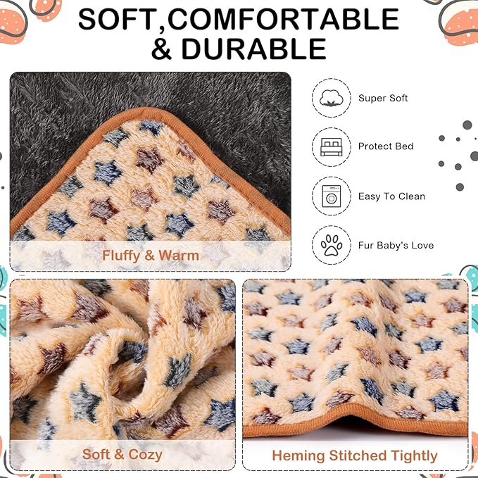 Reginary 4 Pcs Waterproof Guinea Pig Blankets Washable Small Animal Fleece Bedding Guinea Pig Cage Liners Reusable Training Pads Pet Pee Pad Sleep Mat for Hamster(Star Pattern,35 x 24 Inch)