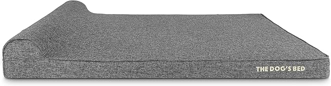 The Dog’s Bed Orthopedic Memory Foam Dog Bed with Headrest, Calming Surface – CertiPUR-Certified Foam, Linen Fabric, Grey Linen, XXL, 4-Inch
