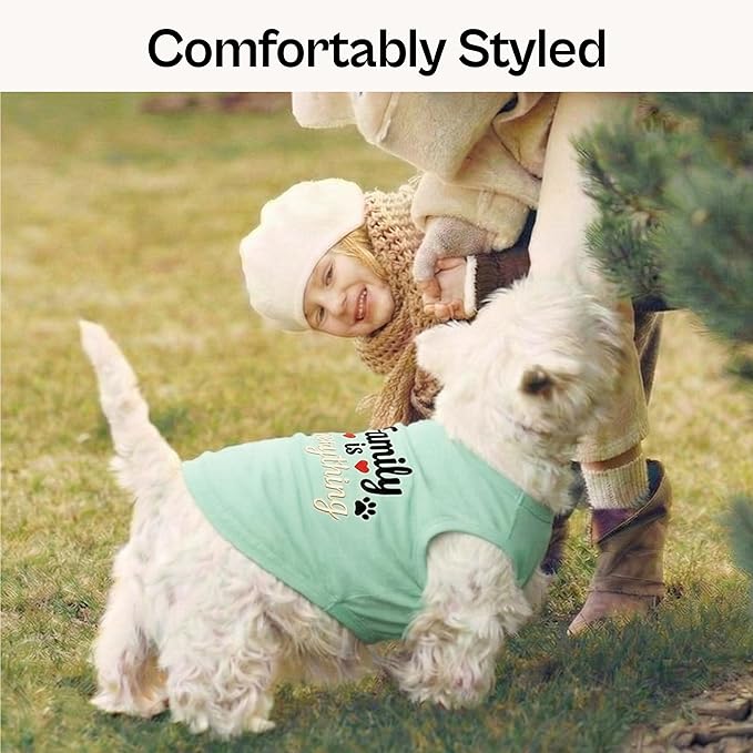 Parisian Pet Dog Shirt – 100% Cotton Shirts for Large Dogs – Blue Sleeveless Pet Clothes – Lightweight and Breathable Dog Apparel – Family is Everything Dogs Clothes - Stretchy Pet T Shirts