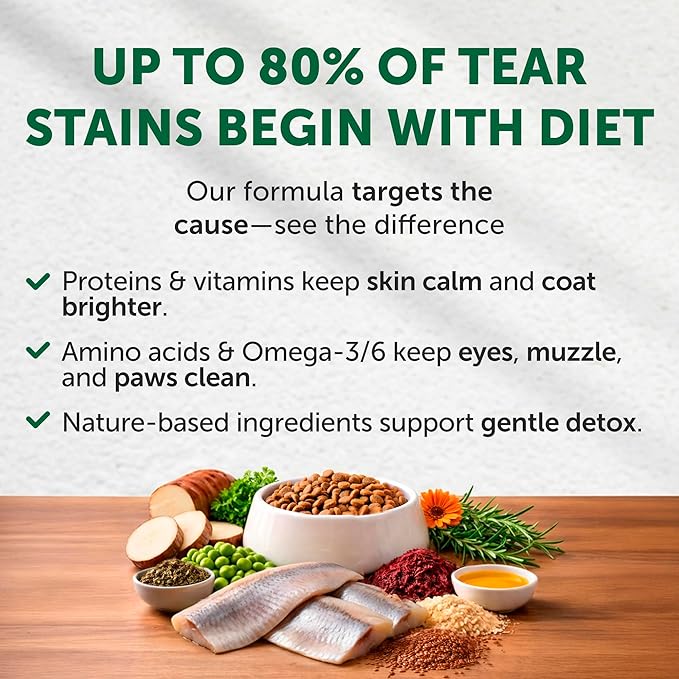 Nature's Protection Grain Free Dry Dog Food for Small Breed - High Protein Tear Stain Formula - Small Kibble for Adult Dogs with Light Fur (Superior Care - Herring, 22 lb)