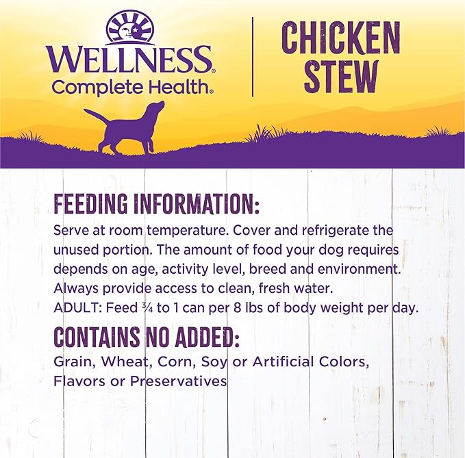 Wellness Complete Health Grain Free Canned Wet Dog Food, Chicken Stew, 12.5-Ounce Can (Pack of 12)