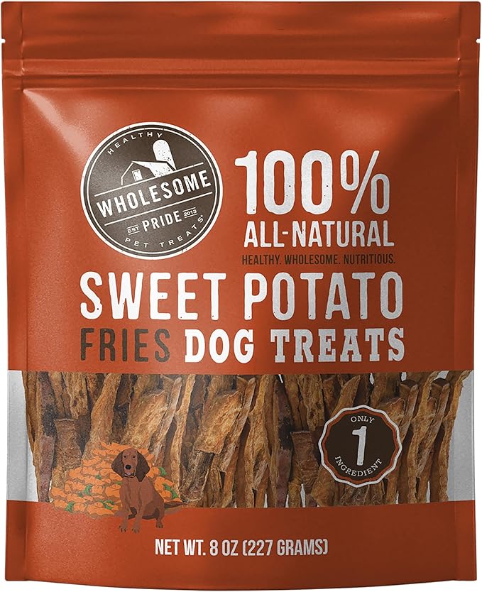 Wholesome Pride Sweet Potato Fries Dog Treats, Single Ingredient, All-Natural, Made Without Grain, 8 oz