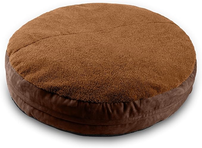 JAXX Robbi Dog Bed Bean Bag – Round Bed with Machine Washable Cover and No-Slip Base - Supportive Memory Foam for Senior Dogs & Joint Pain Relief-Ultimate Comfort & Luxury - Medium, Caramel/Chocolate